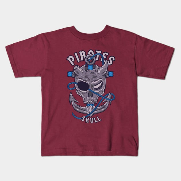 Pirate Skull Kids T-Shirt by xxxbomb